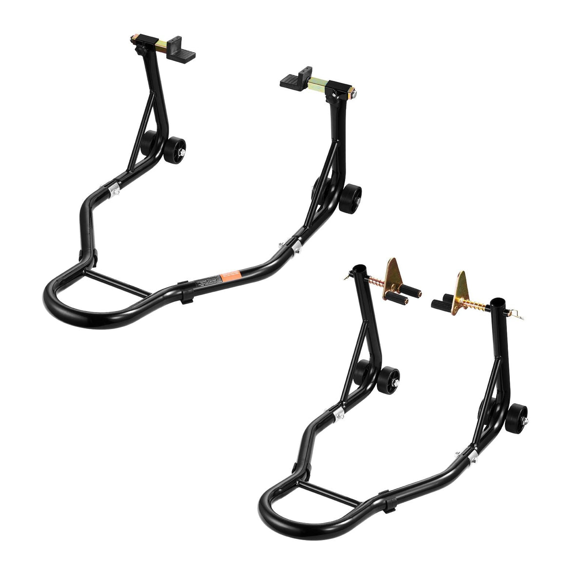 Motorcycle Stand Lift, 1100lbs Capacity Front Rear Combo Stand Lift, Front Wheel Dual-Fork Stand, Rear U+L Fork Swingarm Spool Stand, for Most Yamaha Honda Kawasaki Suzuki Motorcycles, Black