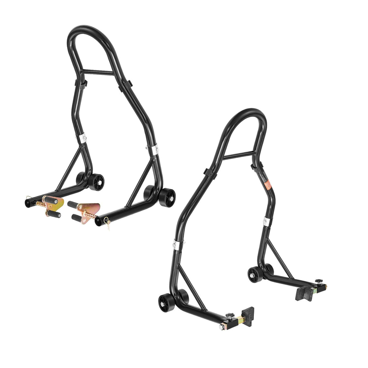 Motorcycle Stand Lift, 1100lbs Capacity Front Rear Combo Stand Lift, Front Wheel Dual-Fork Stand, Rear U+L Fork Swingarm Spool Stand, for Most Yamaha Honda Kawasaki Suzuki Motorcycles, Black