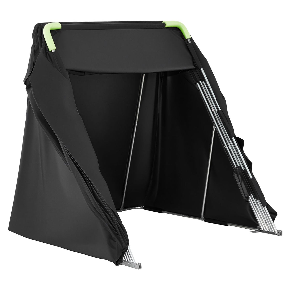 Motorcycle Storage Shelter with Security Lock, 600D Oxford Flip-Up Garage Tent, Heavy-Duty All-Weather Motorcycle Cover with Ventilation Windows, 136x54x75 in Outdoor Vehicle Shelter, Black