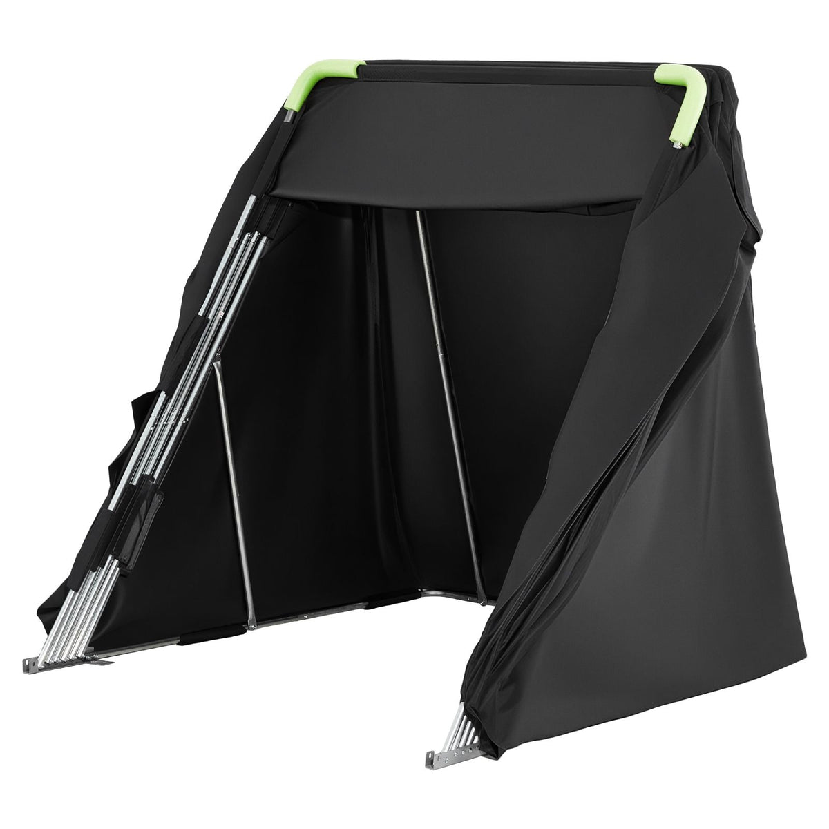 Motorcycle Storage Shelter with Security Lock, 600D Oxford Flip-Up Garage Tent, Heavy-Duty All-Weather Motorcycle Cover with Ventilation Windows, 136x54x75 in Outdoor Vehicle Shelter, Black