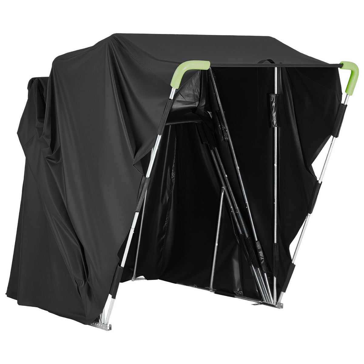 Motorcycle Storage Shelter with Security Lock, 600D Oxford Flip-Up Garage Tent, Heavy-Duty All-Weather Motorcycle Cover with Ventilation Windows, 136x54x75 in Outdoor Vehicle Shelter, Black