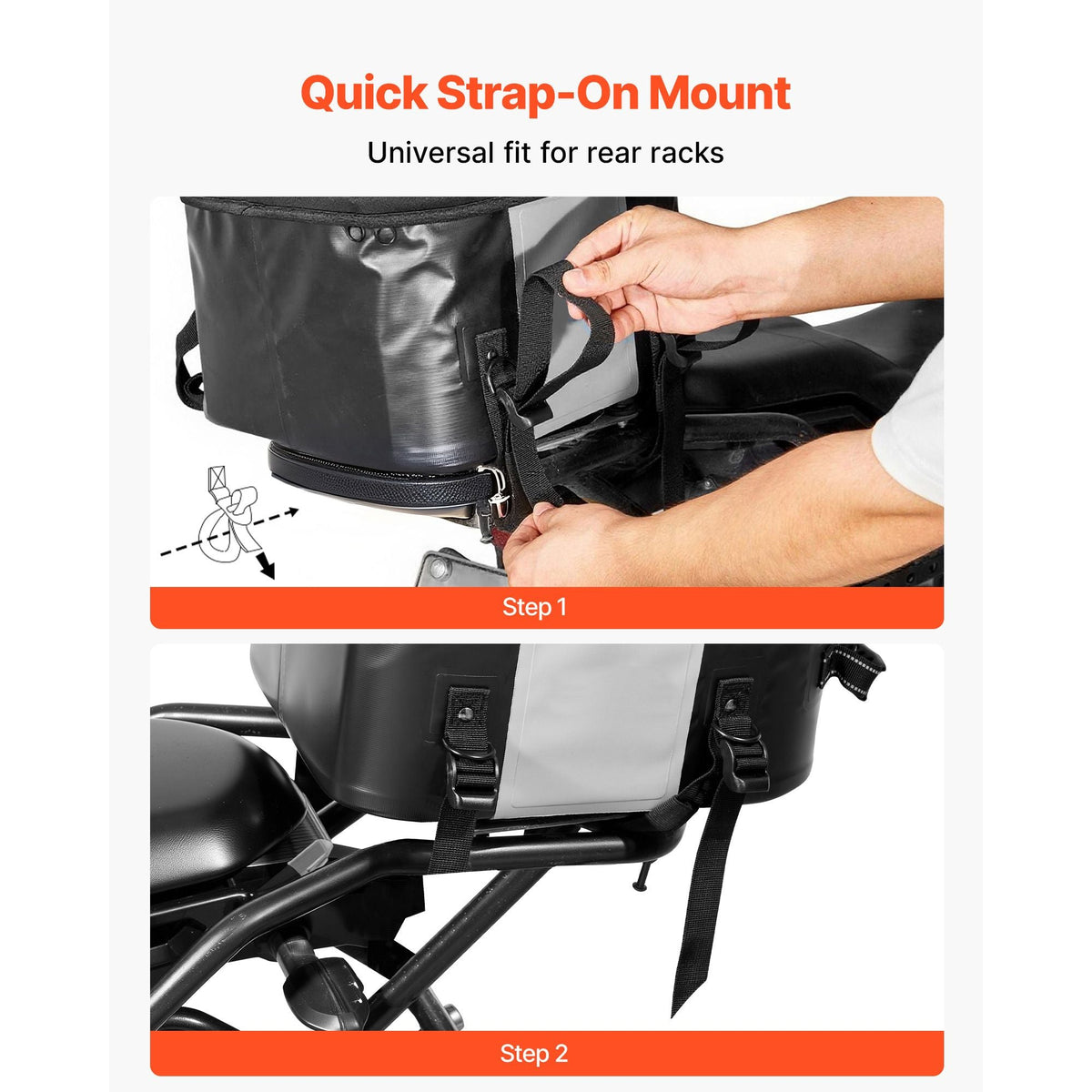 Motorcycle Tail Bag, 28 L Motorcycle Rear Seat Bag with Waterproof Fabric, Outdoor Sports Motorbike Luggage Storage Trunk Handbag with Pocket & Adjustable Buckle, Universal Fit Rear Racks, Black