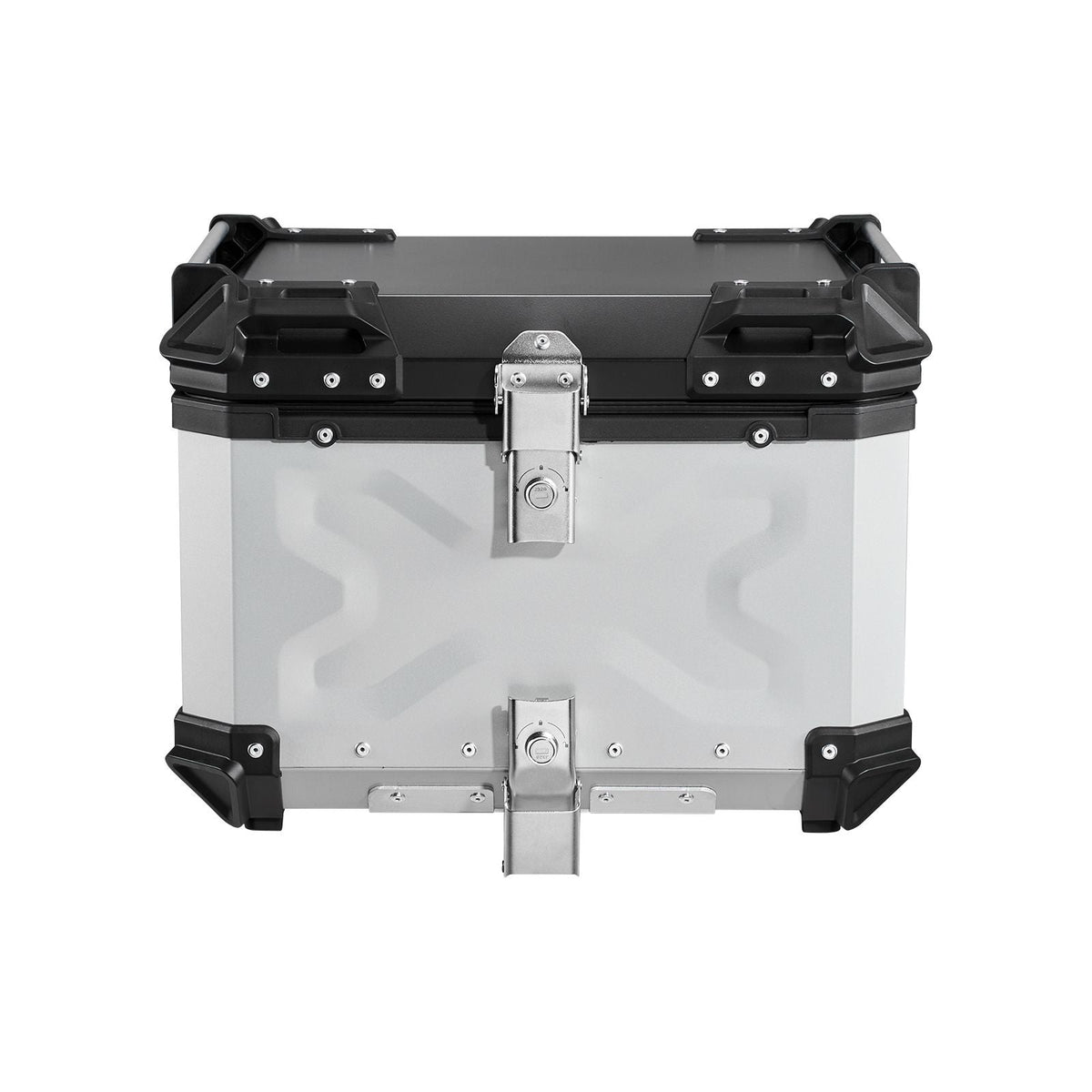 Motorcycle Top Case 55L Universal Aluminum Hard Motorcycle Tail Case, Waterproof Detachable Motorbike Top Box with Security Lock & Leather Liner for Luggage Storage