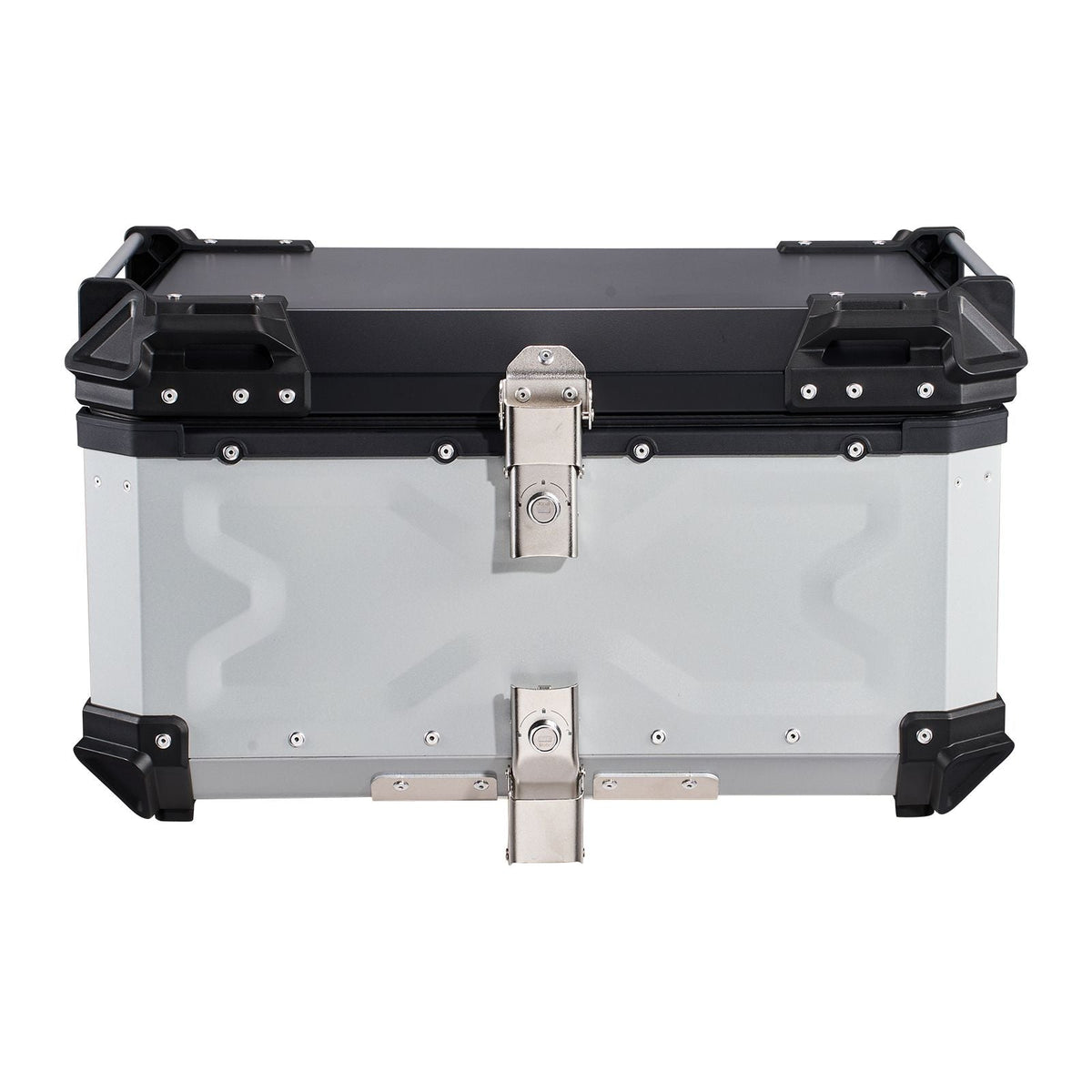 Motorcycle Top Case, 65L Universal Aluminum Hard Motorcycle Tail Case, Waterproof Detachable Motorbike Top Box with Security Lock & Leather Liner for Helmets Storage