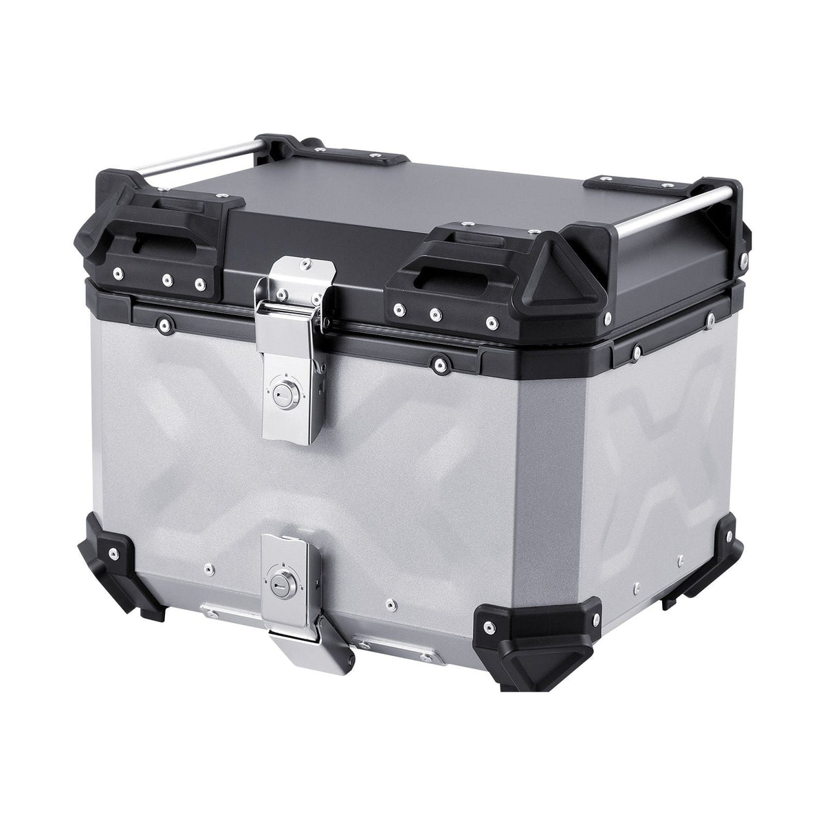 Motorcycle Top Case, Universal Aluminum Alloy Motorbike Tail Box with Leather Lining, 45L Waterproof Detachable Motorcycle Top Box with Lock & Back Cushion, Fit for 99% of Motorcycle Frames