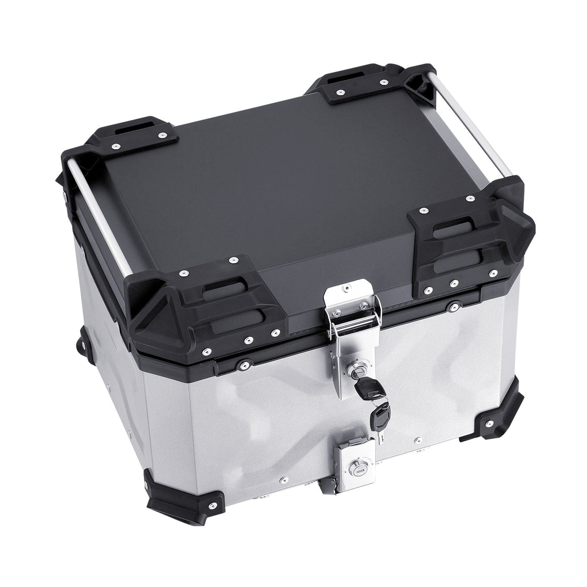Motorcycle Top Case, Universal Aluminum Alloy Motorbike Tail Box with Leather Lining, 45L Waterproof Detachable Motorcycle Top Box with Lock & Back Cushion, Fit for 99% of Motorcycle Frames