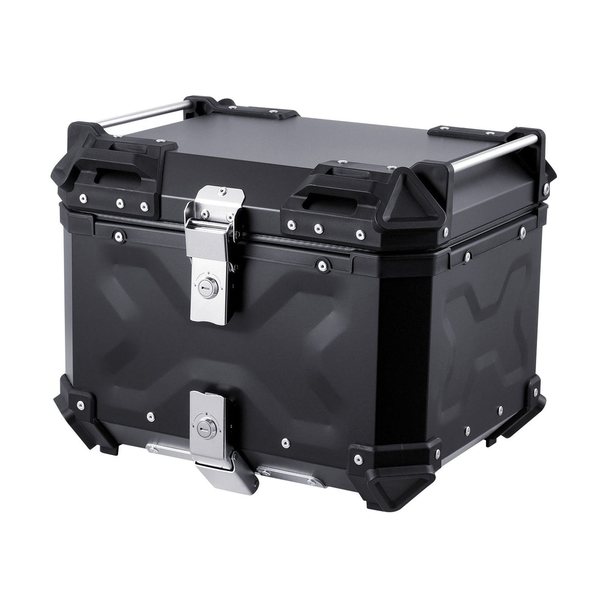 Motorcycle Top Case, Universal Aluminum Alloy Motorbike Tail Box with Leather Lining, 45L Waterproof Detachable Motorcycle Top Box with Lock & Back Cushion, Fit for 99% of Motorcycle Frames