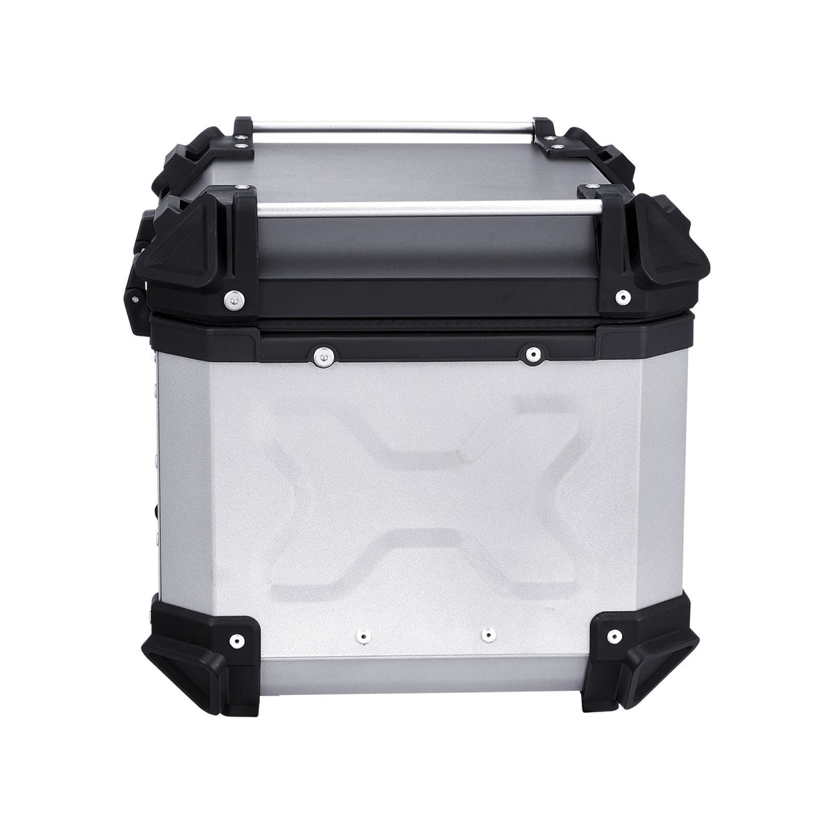 Motorcycle Top Case, Universal Aluminum Alloy Motorbike Tail Box with Leather Lining, 45L Waterproof Detachable Motorcycle Top Box with Lock & Back Cushion, Fit for 99% of Motorcycle Frames