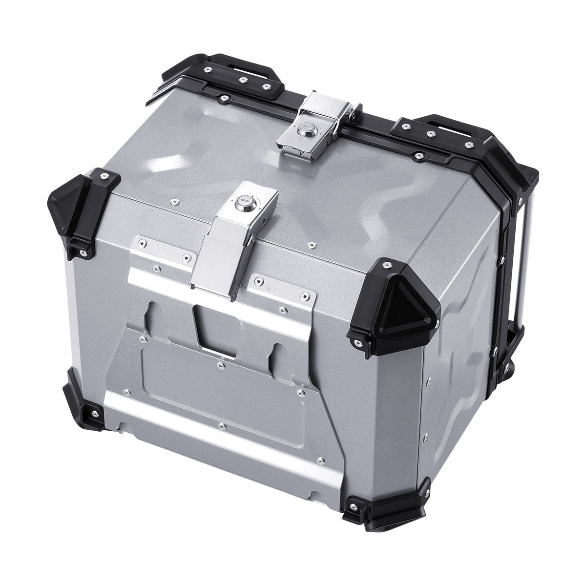 Motorcycle Top Case, Universal Aluminum Alloy Motorbike Tail Box with Leather Lining, 45L Waterproof Detachable Motorcycle Top Box with Lock & Back Cushion, Fit for 99% of Motorcycle Frames