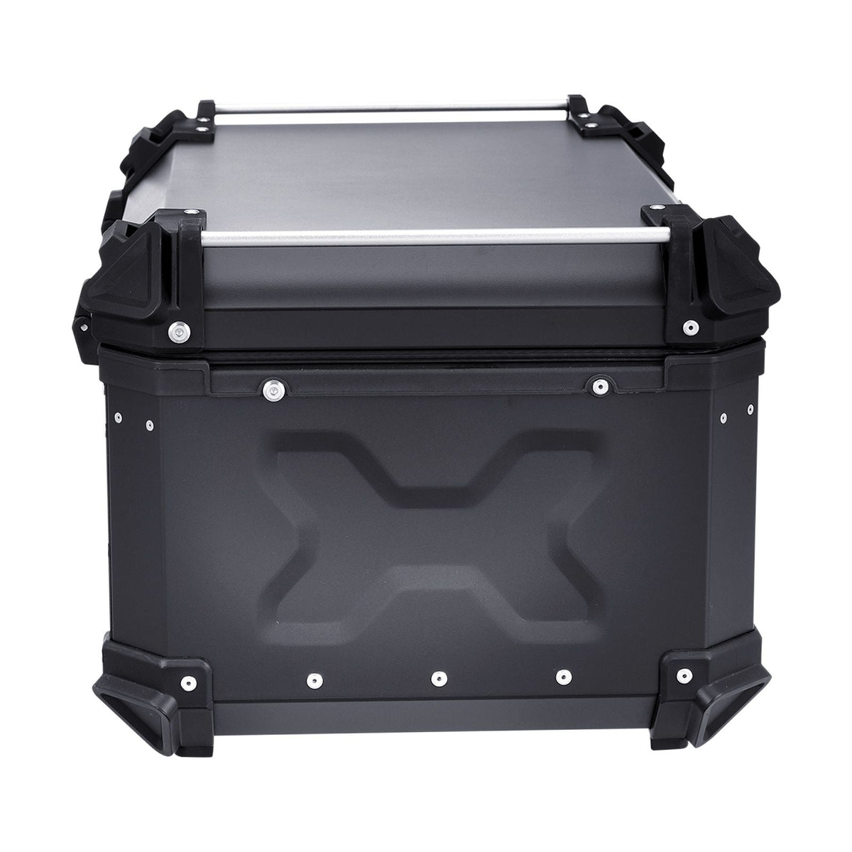 Motorcycle Top Case, Universal Aluminum Alloy Motorbike Tail Box with Leather Lining, 65L Waterproof Detachable Motorcycle Top Box with Lock & Back Cushion, Fit for 99% of Motorcycle Frames