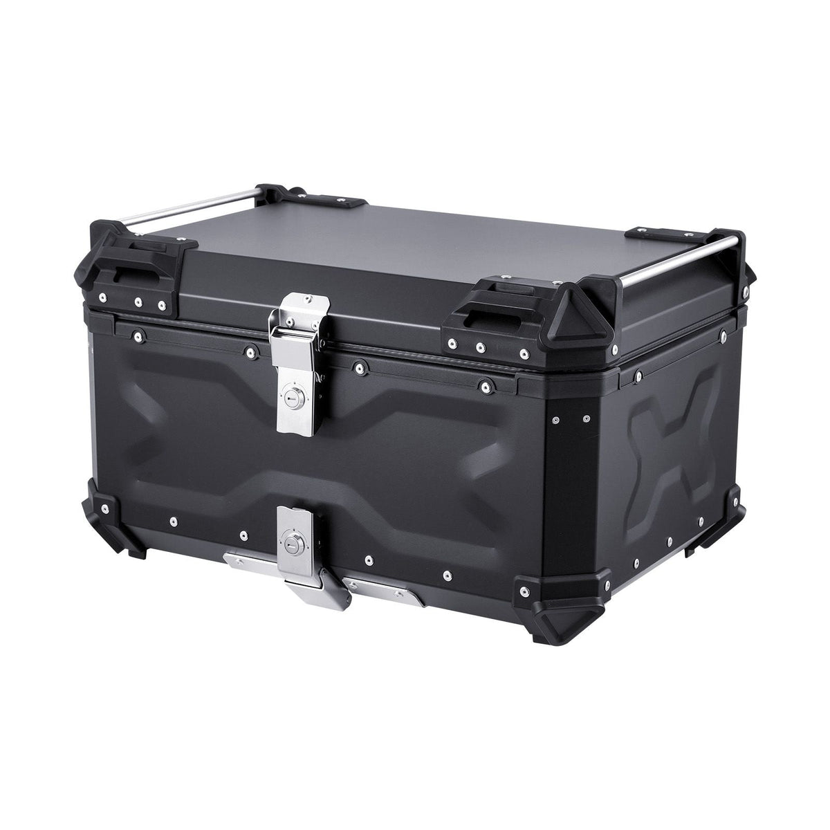 Motorcycle Top Case, Universal Aluminum Alloy Motorbike Tail Box with Leather Lining, 65L Waterproof Detachable Motorcycle Top Box with Lock & Back Cushion, Fit for 99% of Motorcycle Frames