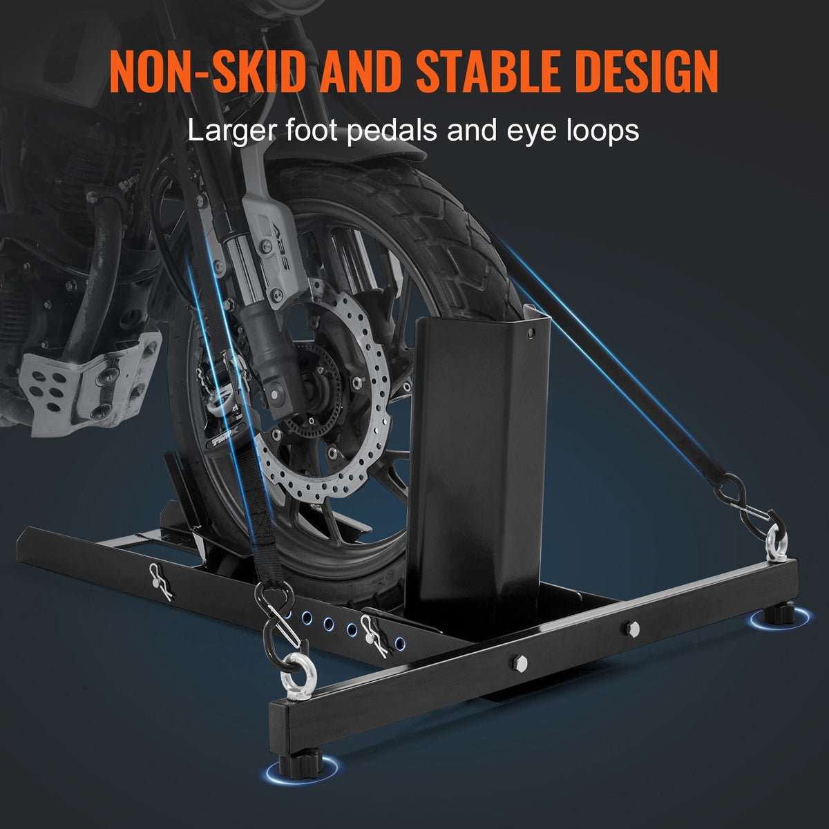 Motorcycle Wheel Chock Upright, 1800 lbs Capacity, Heavy-duty Steel Motorcycle Front Wheel Stand with 6 Adjustable Holes, For 15"-22" Off-Road Motorcycles, Standard Motorcycles