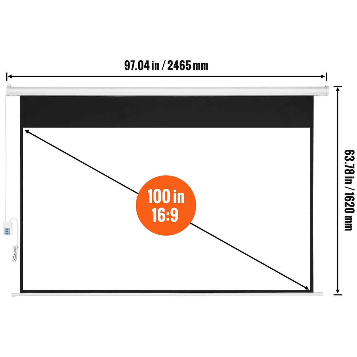 Motorized Projector Screen 100 inch, 16:9 4K 1080 HD Automatic Projection Screen, Electric Projector Screen with Remote Control, Wall Mount Movie Screen for Family Home Office Theater