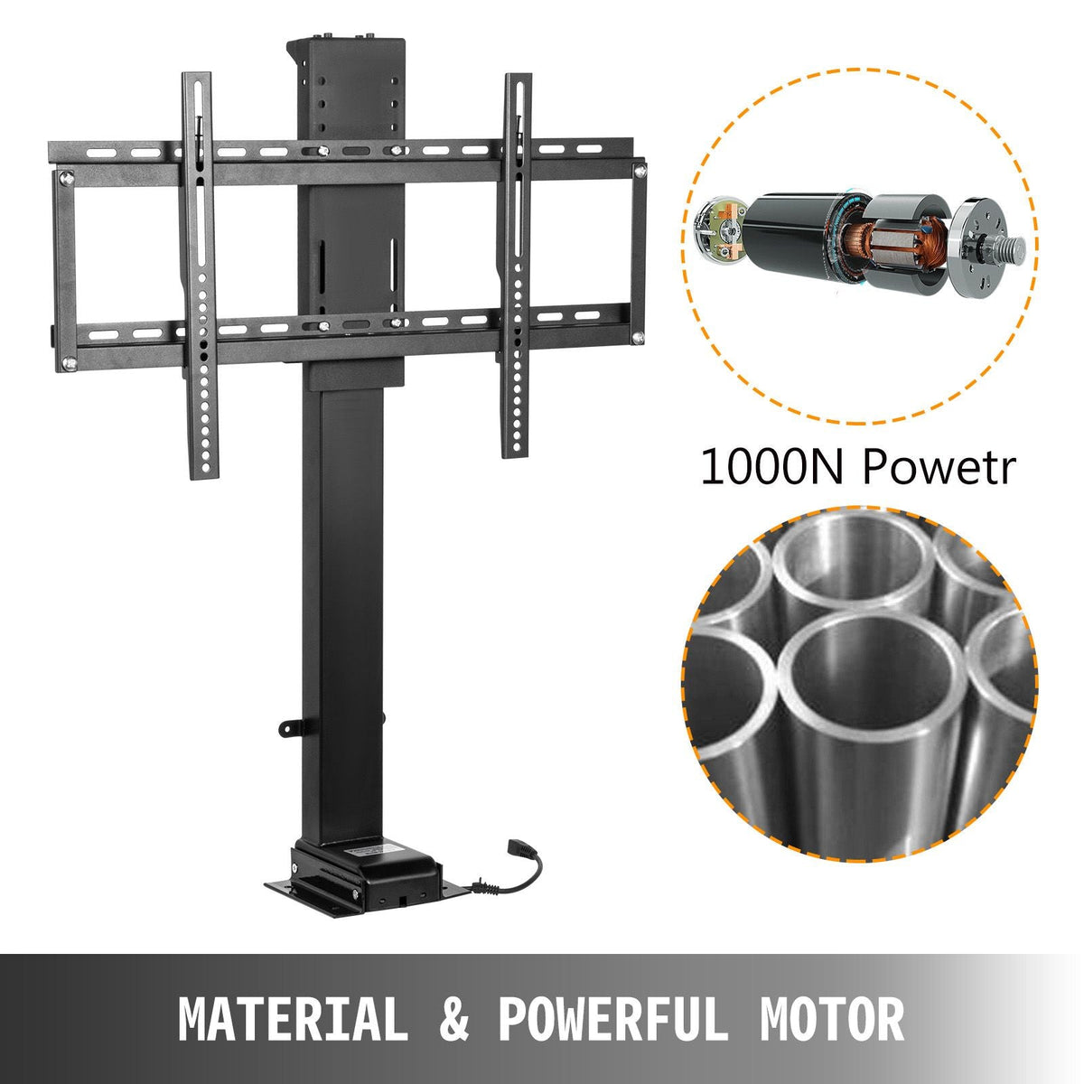 Motorized TV Lift with Swivel, Adjustable Height 28.74-68.11 Inch for 32-70 Inch TVs, Remote Controlled, 154 Lbs Capacity, Manual Left/Right Swivel 30°