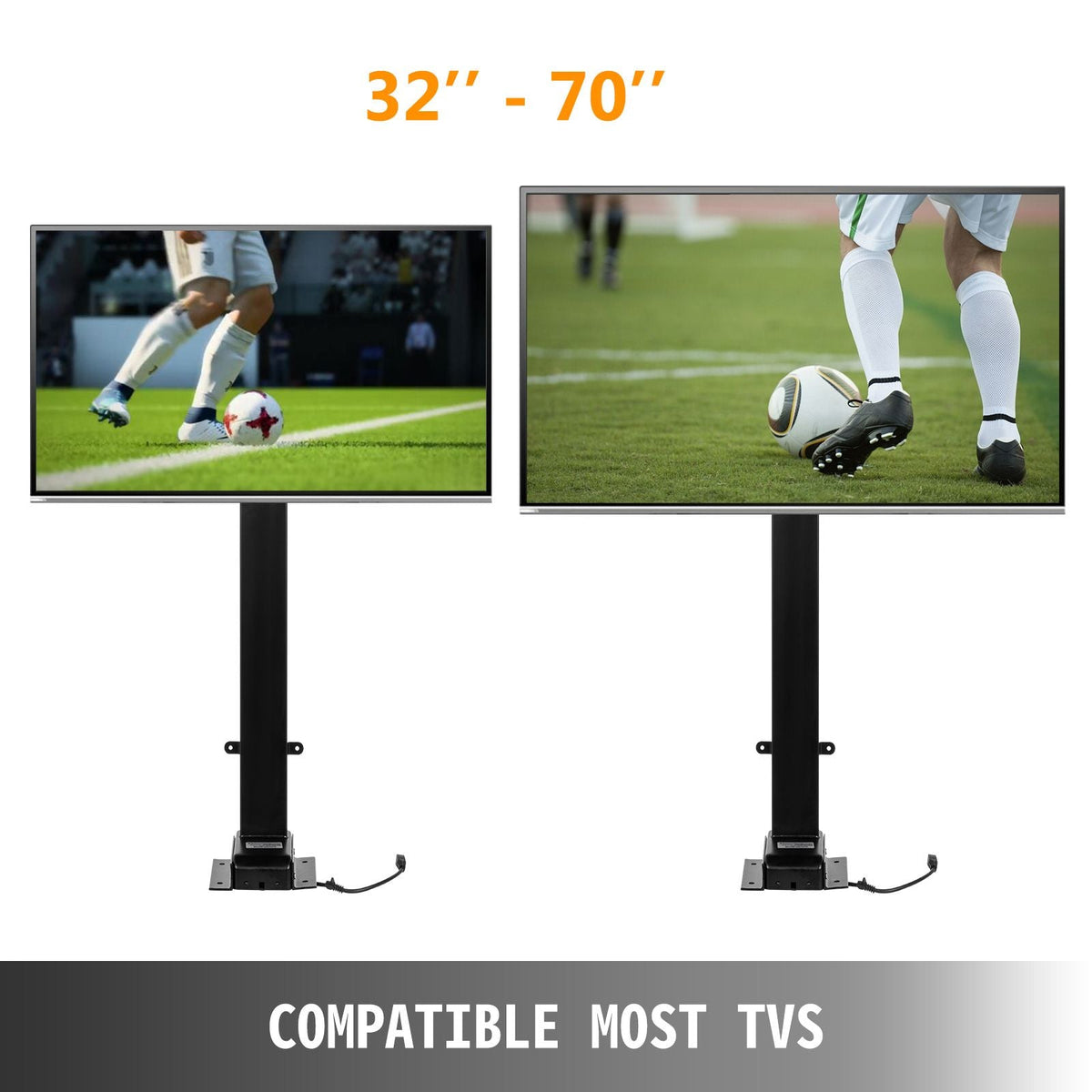 Motorized TV Lift with Swivel, Adjustable Height 28.74-68.11 Inch for 32-70 Inch TVs, Remote Controlled, 154 Lbs Capacity, Manual Left/Right Swivel 30°
