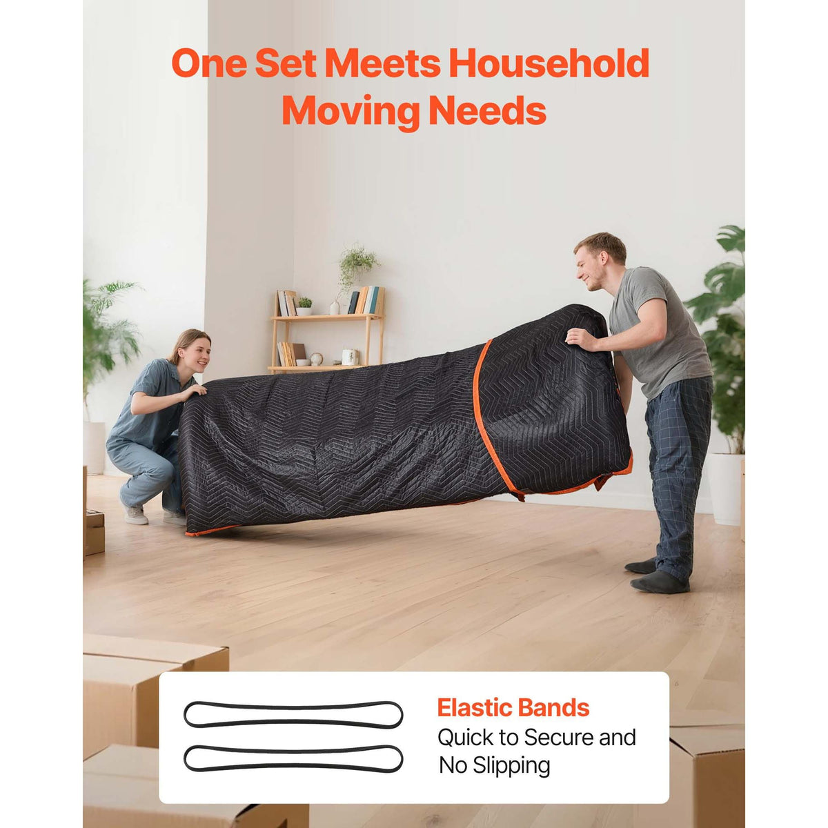 Moving Blankets 6 Pcs, 80 x 72 in (35 lbs/dz) Large Packing Blankets with Cotton Filling, Heavy Duty Nonwoven Fabric Padded Moving Blanket for Shipping, Wrapping, Protecting Furniture