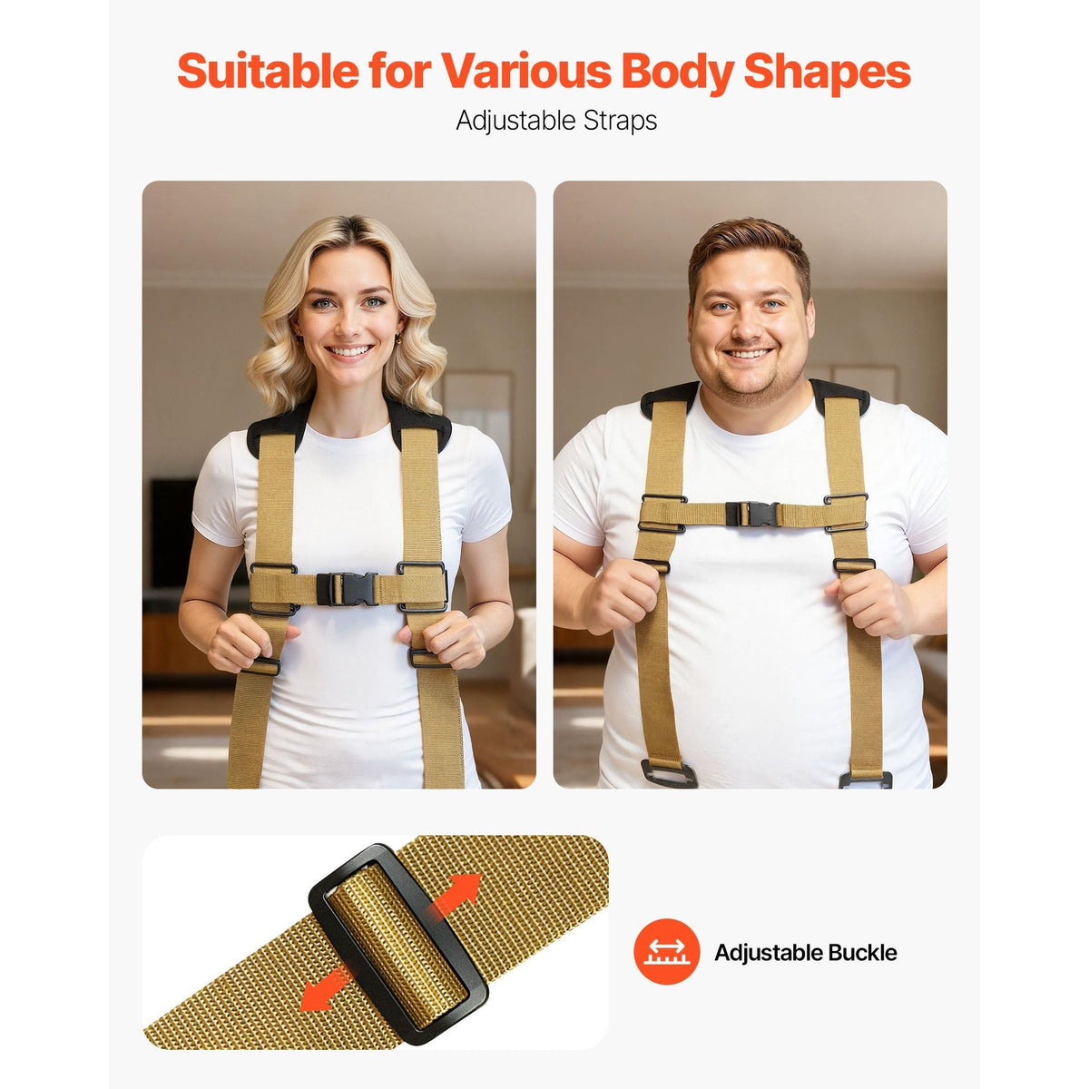 Moving Straps, Supports up to 1000 lbs, 2-Person Lifting and Moving System with 2 Harness Straps & 2 Load-bearing Straps, Adjustable Lifting Straps for Moving Furniture Appliances Mattresses