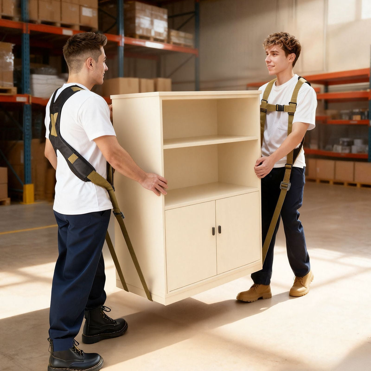 Moving Straps, Supports up to 1000 lbs, 2-Person Lifting and Moving System with 2 Harness Straps & 2 Load-bearing Straps, Adjustable Lifting Straps for Moving Furniture Appliances Mattresses