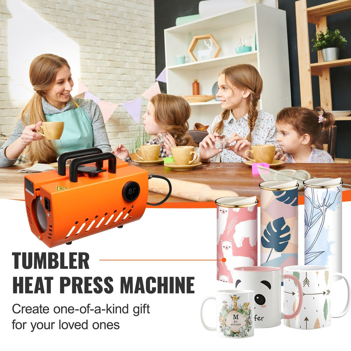 Mug Heat Press Machine, 30oz Tumbler Heat Press, Sublimation Transfer 11-15oz 16-25oz 30oz Straight Skinny Tumblers, Cup Heat Press with Heat-resist Gloves, Tape, DIY Ceramic Mugs Glasses