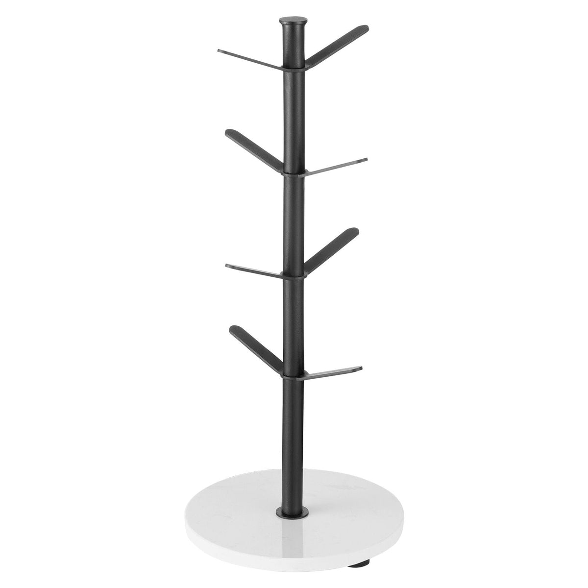 Mug Holder Tree with Marble Base, 8 Hooks Coffee Cup Holder for Counter, Carbon Steel Mug Tree Cup Rack Stand, Upgraded Coffee Cup Tree for Coffee Bar Kitchen Home Organizer (Matte Black)