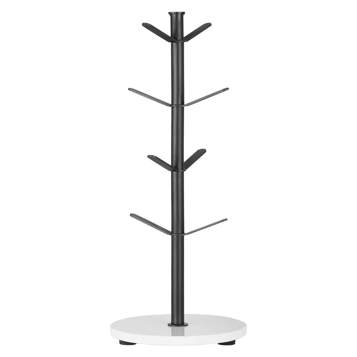Mug Holder Tree with Marble Base, 8 Hooks Coffee Cup Holder for Counter, Carbon Steel Mug Tree Cup Rack Stand, Upgraded Coffee Cup Tree for Coffee Bar Kitchen Home Organizer (Matte Black)