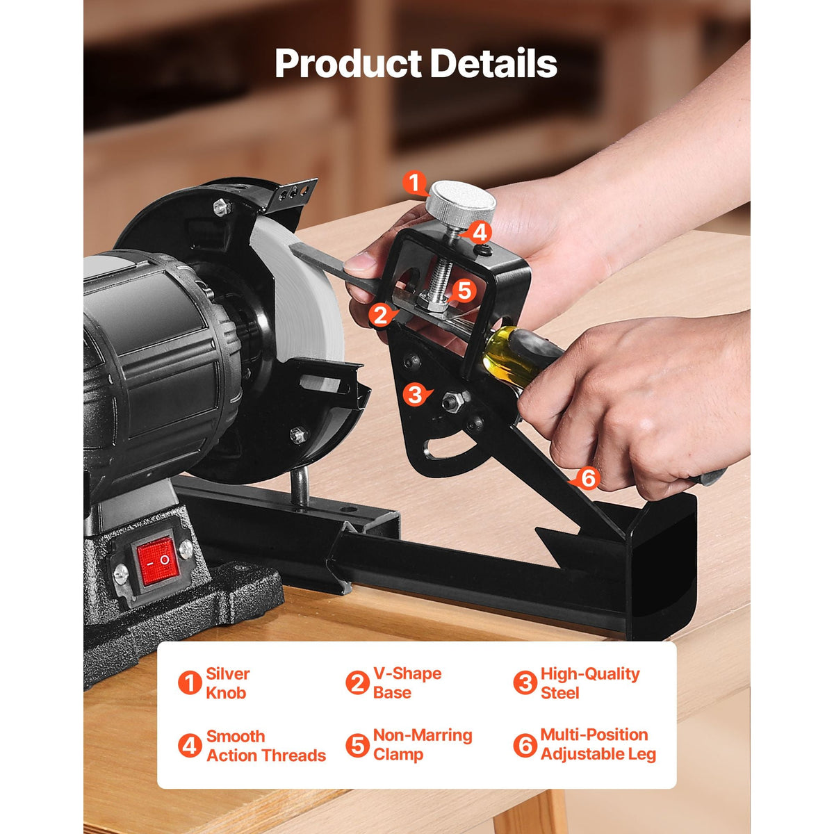 Multi-Grind Sharpening System, Vari-Grind Pro Sharpening Jig Kit for 6" & 8" Bench Grinders – with Platform, Long Support Arm & Fingernail Gouge Jig, for Chisels, Woodturning, Plane Irons