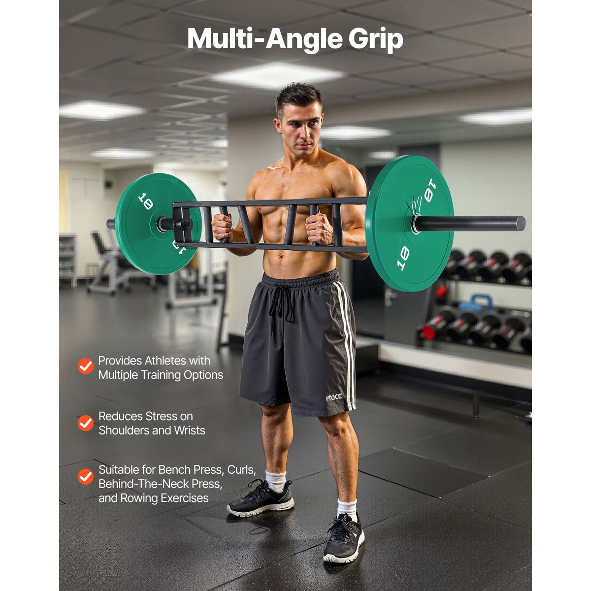 Multi-Grip Barbell, 2-inch 3 Positions Swiss Bar, 550 LBS Capacity Heavy Duty Swiss Barbell Training Equipment, with 2 Collars and Knurled Grips, for Home Gym, Support Pressing, Lifting Curls