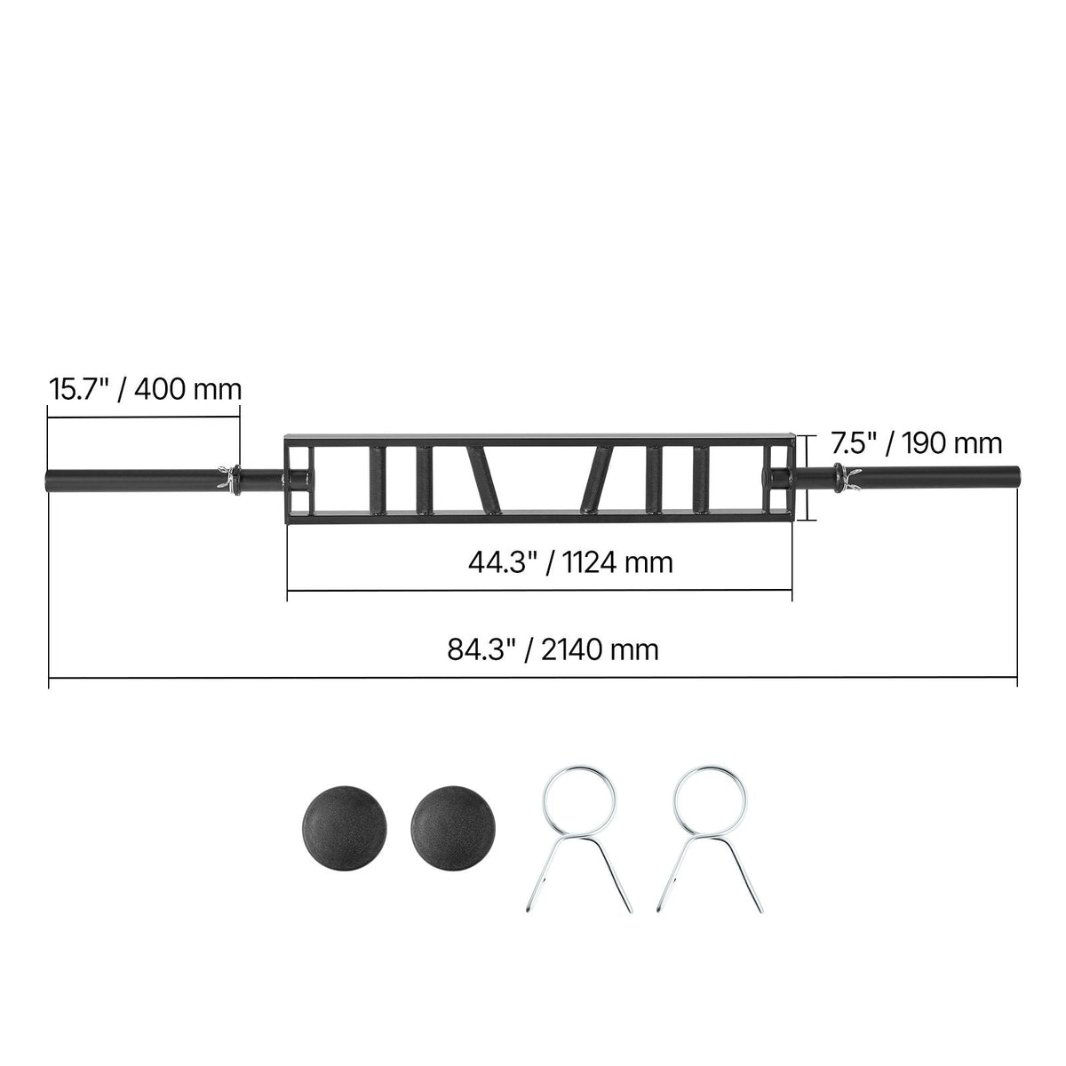 Multi-Grip Barbell, 2-inch 3 Positions Swiss Bar, 550 LBS Capacity Heavy Duty Swiss Barbell Training Equipment, with 2 Collars and Knurled Grips, for Home Gym, Support Pressing, Lifting Curls