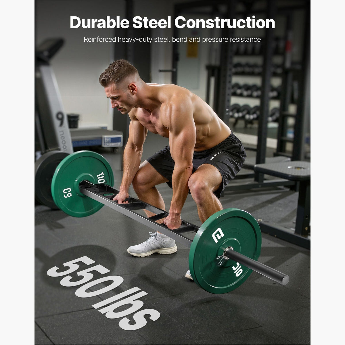 Multi-Grip Barbell, 2-inch 3 Positions Swiss Bar, 550 LBS Capacity Heavy Duty Swiss Barbell Training Equipment, with 2 Collars and Knurled Grips, for Home Gym, Support Pressing, Lifting Curls