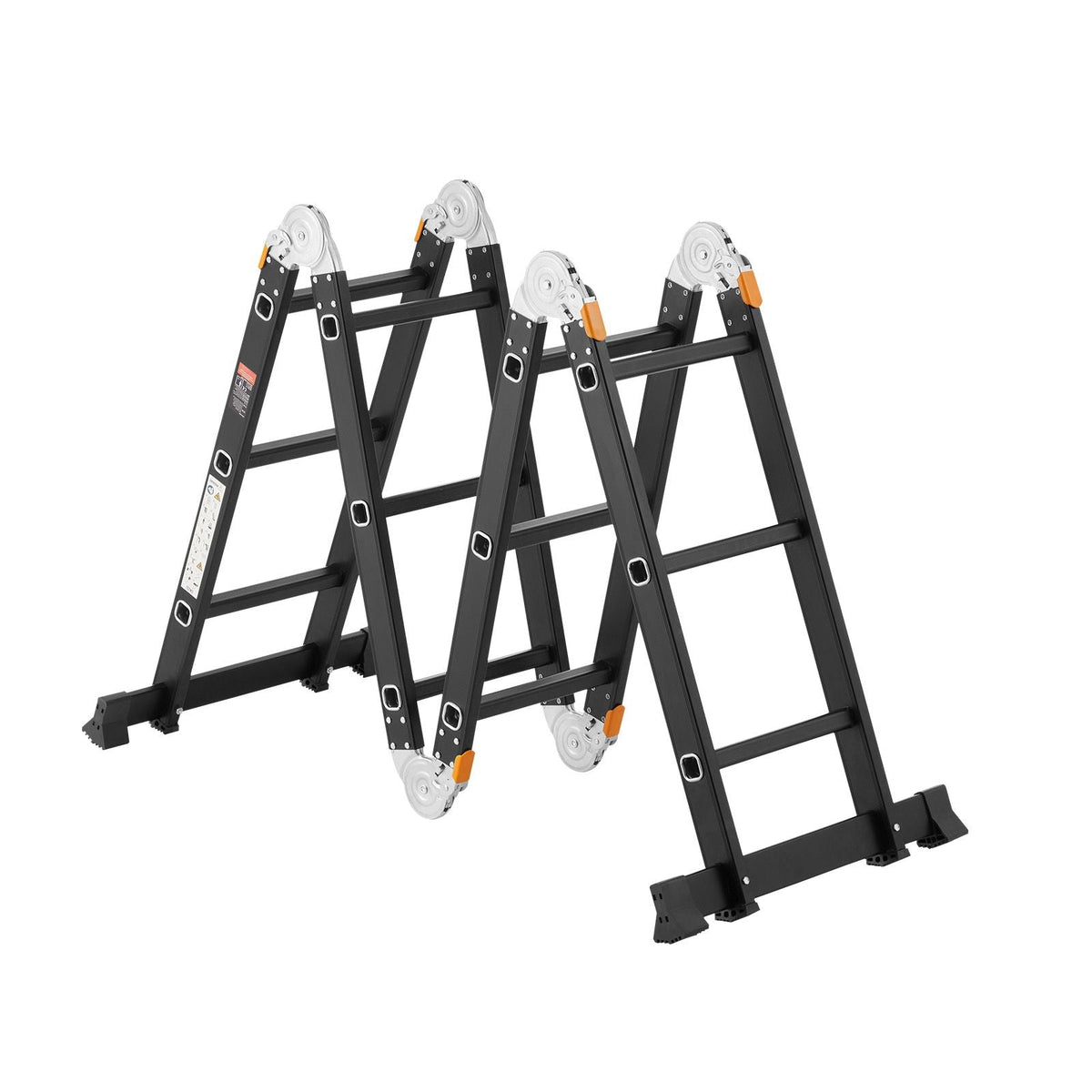 Multi-Purpose Folding Ladder, 7-in-1 Tall Extension Step Ladder, A Frame 3 Step with Scaffolding Plank Telescoping Ladder, 12ft Reach Height Heavy Duty Ladder, 330 lbs Capacity for Home Outdoor