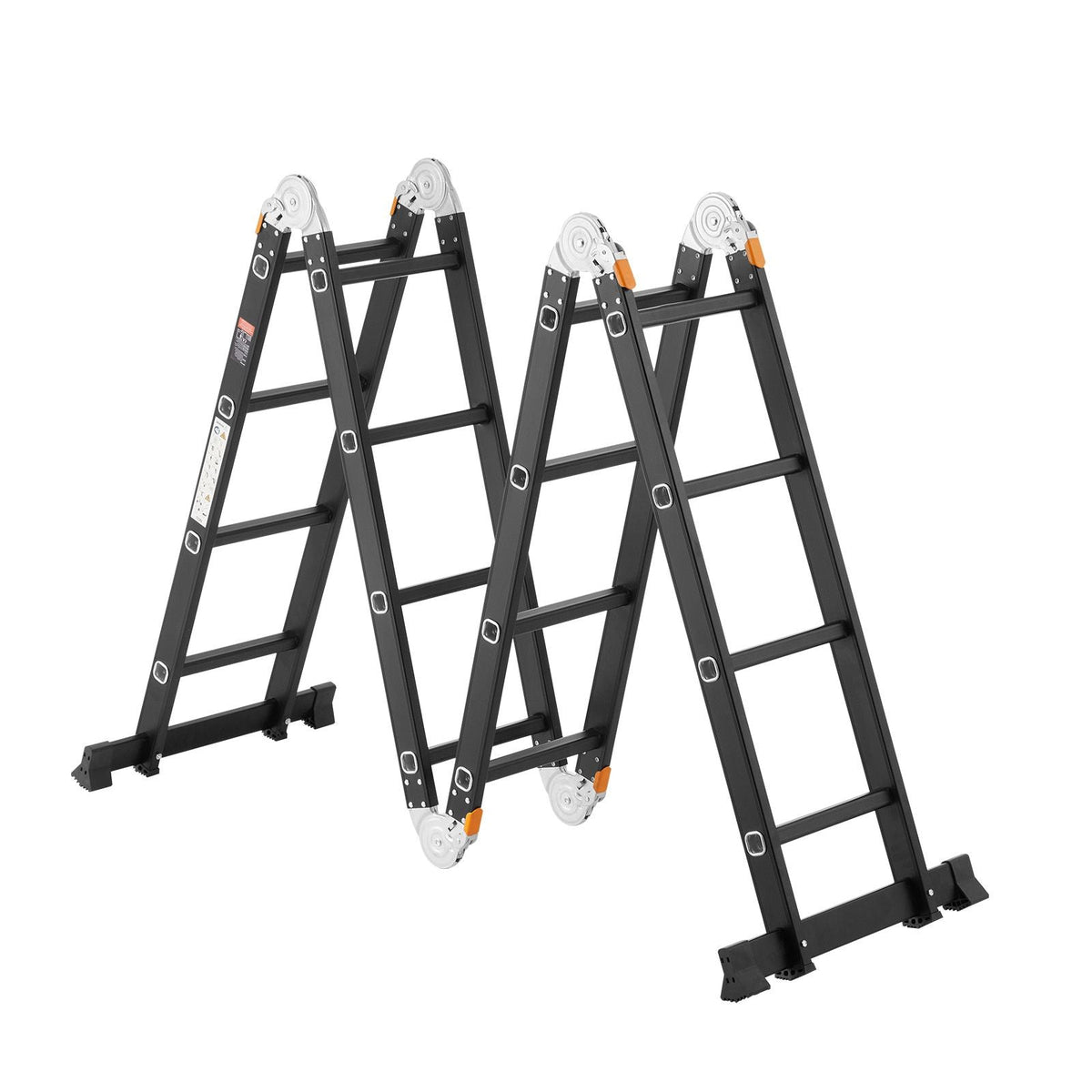 Multi-Purpose Folding Ladder, 7-in-1 Tall Extension Step Ladder, A Frame 4 Step with Scaffolding Plank Telescoping Ladder, 15.5ft Reach Height Heavy Duty , 330 lbs Capacity for Home Outdoor