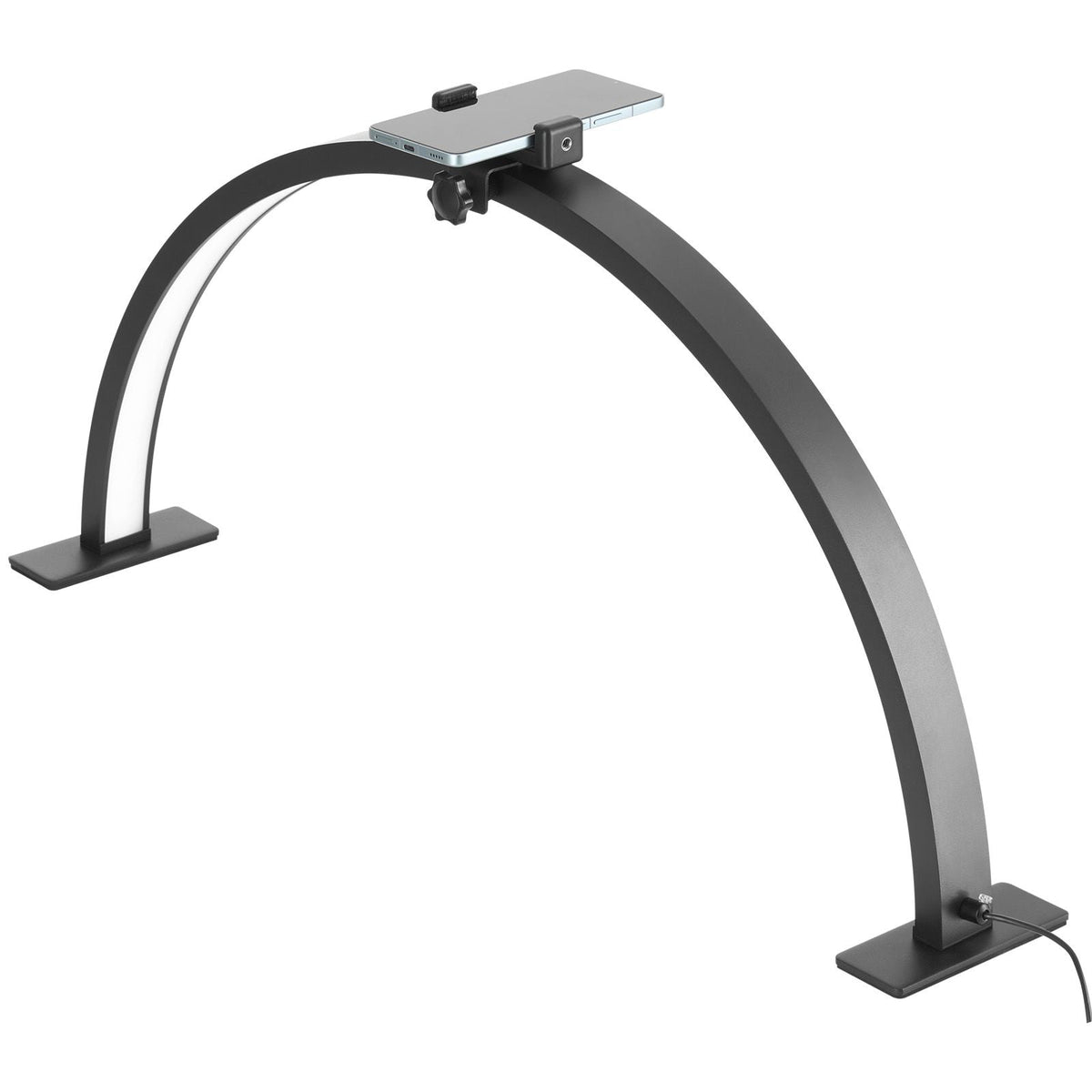 Nail Desk Light, 30 W Half Moon Desk Lamp with Phone Holder, Adjustable Brightness and Color Temperature, Arched LED Table Light for Nail Tech, Tattoo Artists, Beauty, Eyelash Extensions
