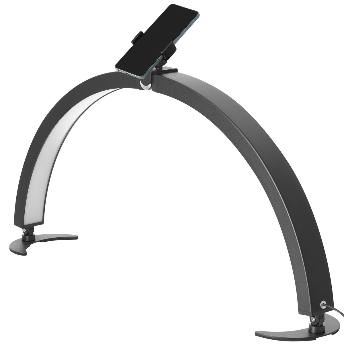 Nail Desk Light, 40 W Half Moon Desk Lamp with Phone Holder, Adjustable Brightness and Color Temperature, Arched LED Table Light for Nail Tech, Tattoo Artists, Beauty, Eyelash Extensions