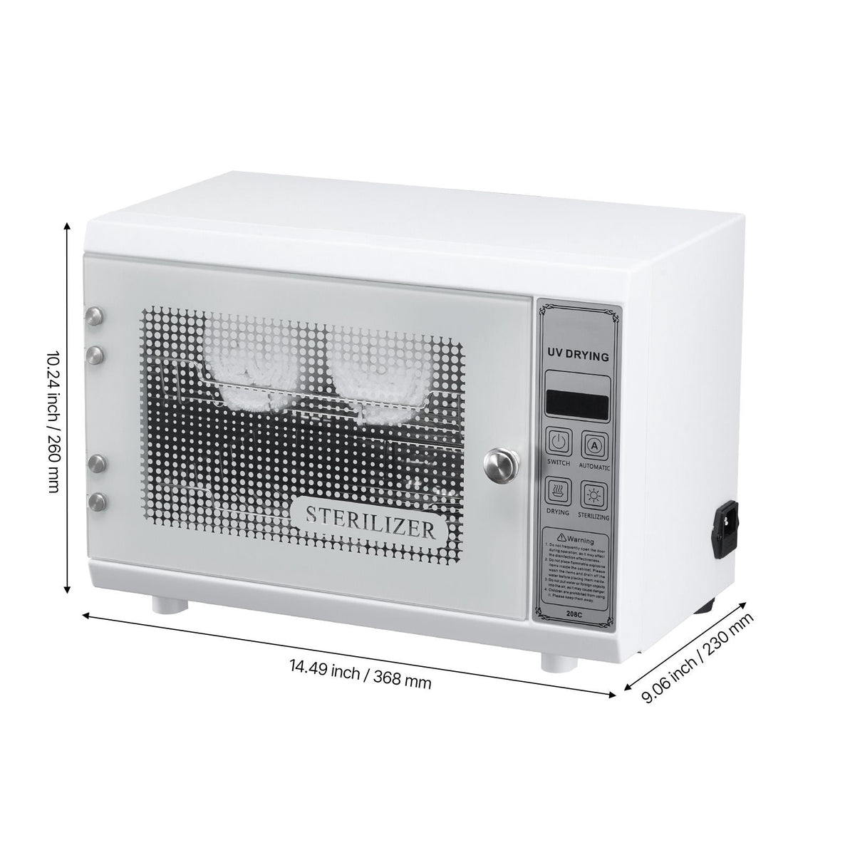 Nail Tool Cleaning Machine, 12L Large Capacity, Multi-Functional Tool Cabinet Cleaner Box with Timer Setting, Tempered Glass Door, 185nm Wavelength, for Labs, Home, Nail Salons, Beauty Salons