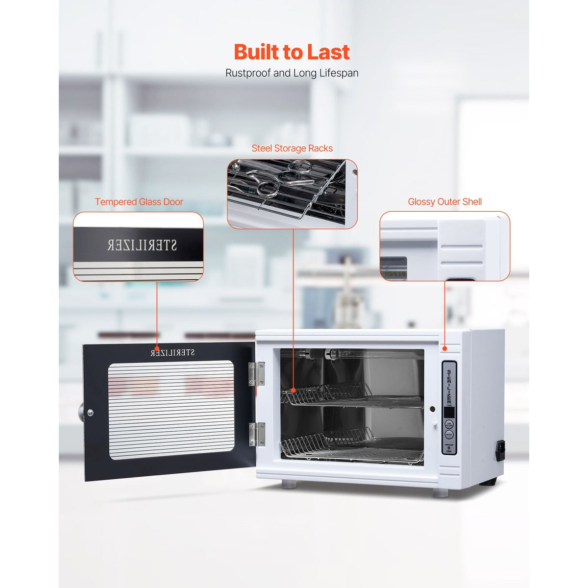 Nail Tool Cleaning Machine, 12L Large Capacity, Tool Cabinet Cleaner Box with Timer Setting, Tempered Glass Door, 185nm Wavelength, for Labs, Home, Nail Salons, Hair Studios, Beauty Salons