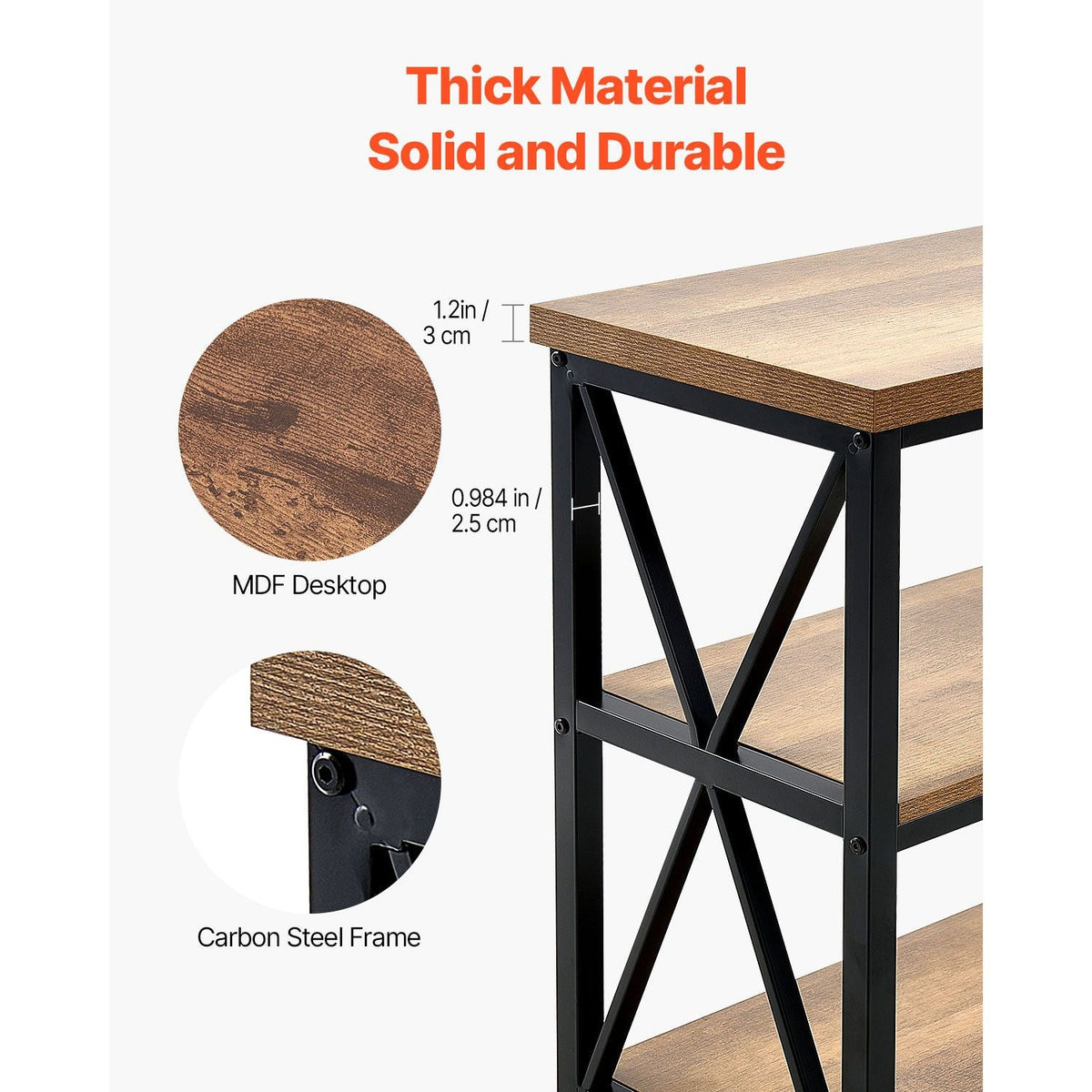 Narrow Console Sofa Table, 55.1 inches Behind Couch Table, 3-Tier Long Entryway Table and Skinny Hallway Table, Narrow Sofa Table with Metal Frame, for Entryway, Hallway, Living Room & Bedroom