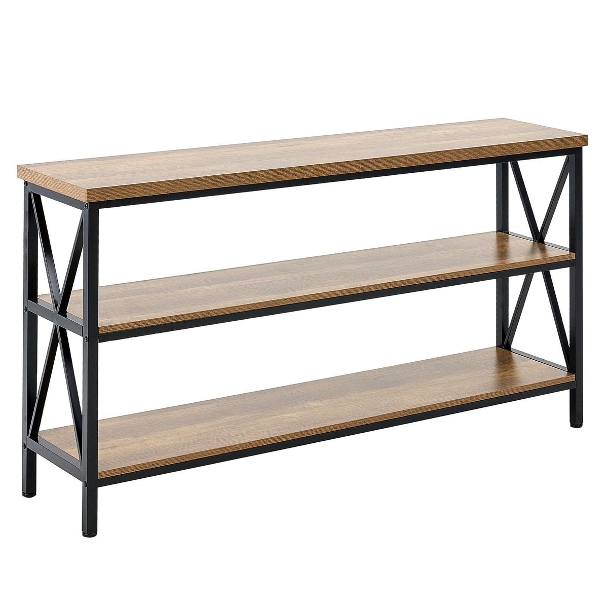 Narrow Console Sofa Table, 55.1 inches Behind Couch Table, 3-Tier Long Entryway Table and Skinny Hallway Table, Narrow Sofa Table with Metal Frame, for Entryway, Hallway, Living Room & Bedroom