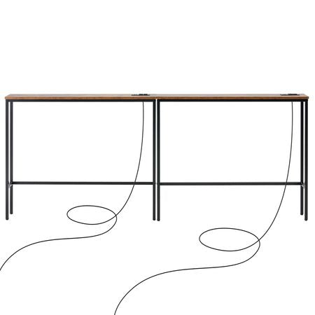 Narrow Console Table, 2 Pack Behind Couch Table with Power Outlets, 1-Tier Long Entryway Table, Narrow Sofa Table with Metal Frame and Charge Station, for Entryway, Hallway, Living Room
