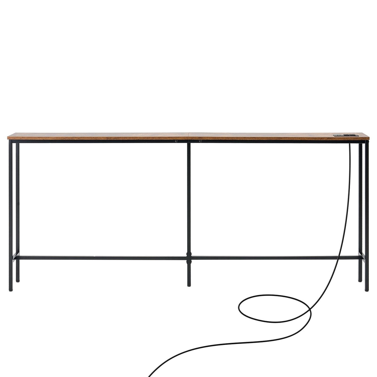 Narrow Console Table, 70.9" Behind Couch Table with Power Outlets, 1-Tier Long Entryway Table, Narrow Sofa Table with Metal Frame and Charge Station, for Entryway, Hallway, Living Room
