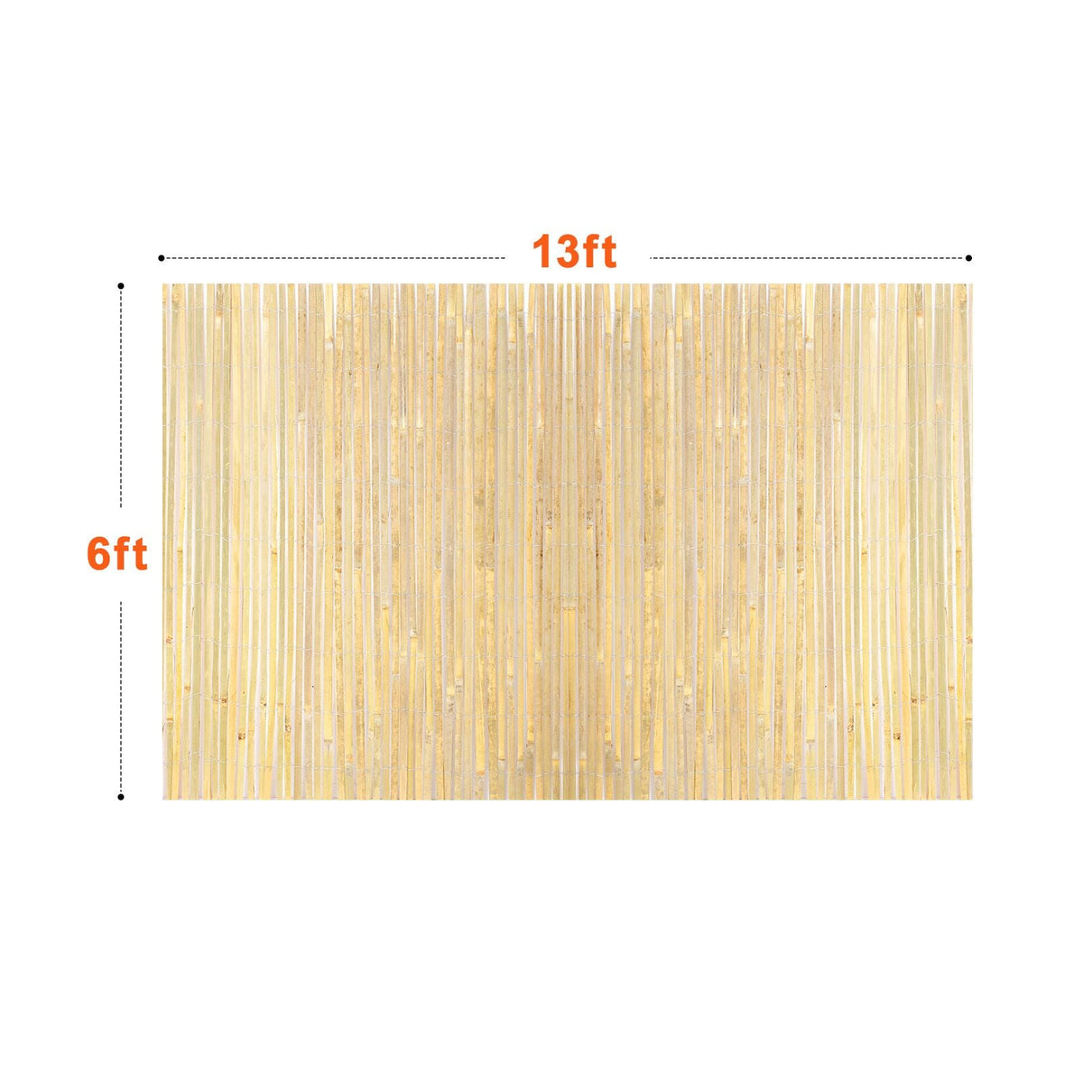 Natural Bamboo Fence Privacy Screen, Eco-Friendly Privacy Bamboo Slat Fence, 6 ft H x 13 ft L Decorative Bamboo Screen Panel, for Garden, Backyard, Balcony, Patio, Pool Side
