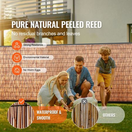 Natural Reed Fencing, 4 ft x 16.4 ft, 2 Pack Reed Screen Curtain Balcony Reed Fence Roll for Outdoor Backyard Patio, Decorative Fence for Backyard Garden Fencing Divider, Privacy Panel, Brown
