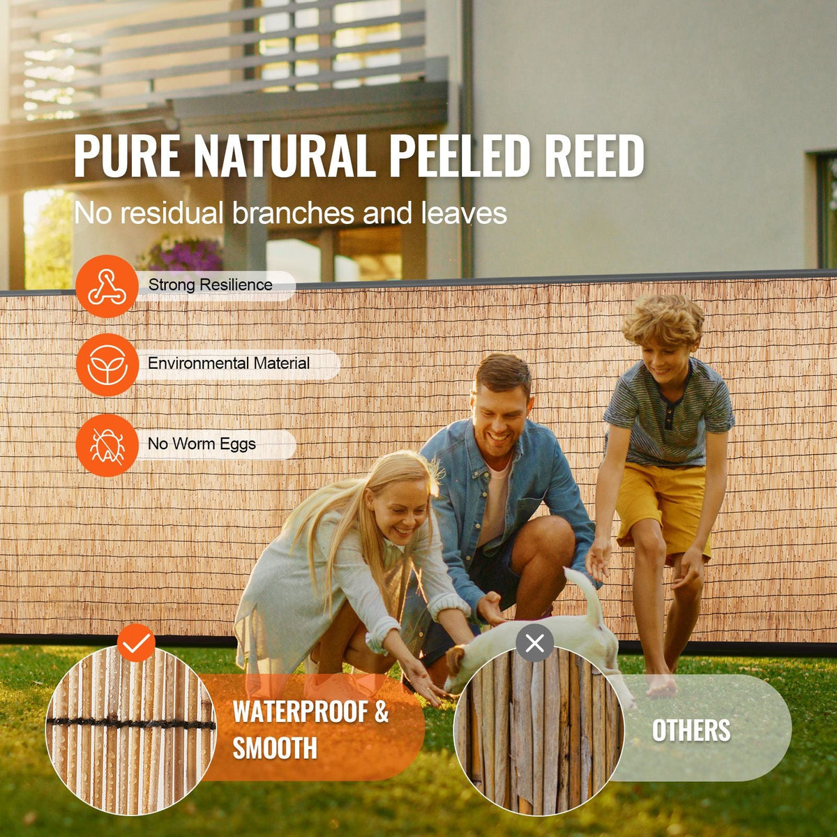 Natural Reed Fencing, 4 ft x 16.4 ft, Reed Screen Curtain Balcony Reed Fence Roll for Outdoor Backyard Patio, Decorative Fence for Backyard Garden Fencing Divider, Privacy Screen Panel Curtain