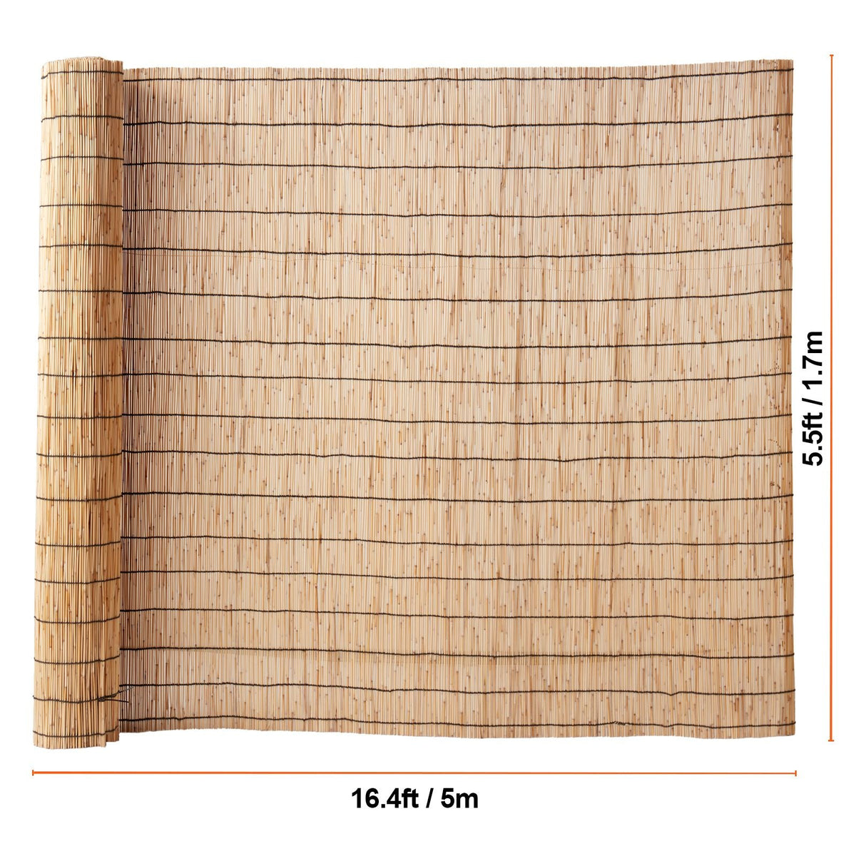 Natural Reed Fencing, 5.5 ft x 16.4 ft, Reed Screen Curtain Balcony Reed Fence Roll for Outdoor Backyard Patio, Decorative Fence for Backyard Garden Fencing Divider, Privacy Screen Panel Curtain