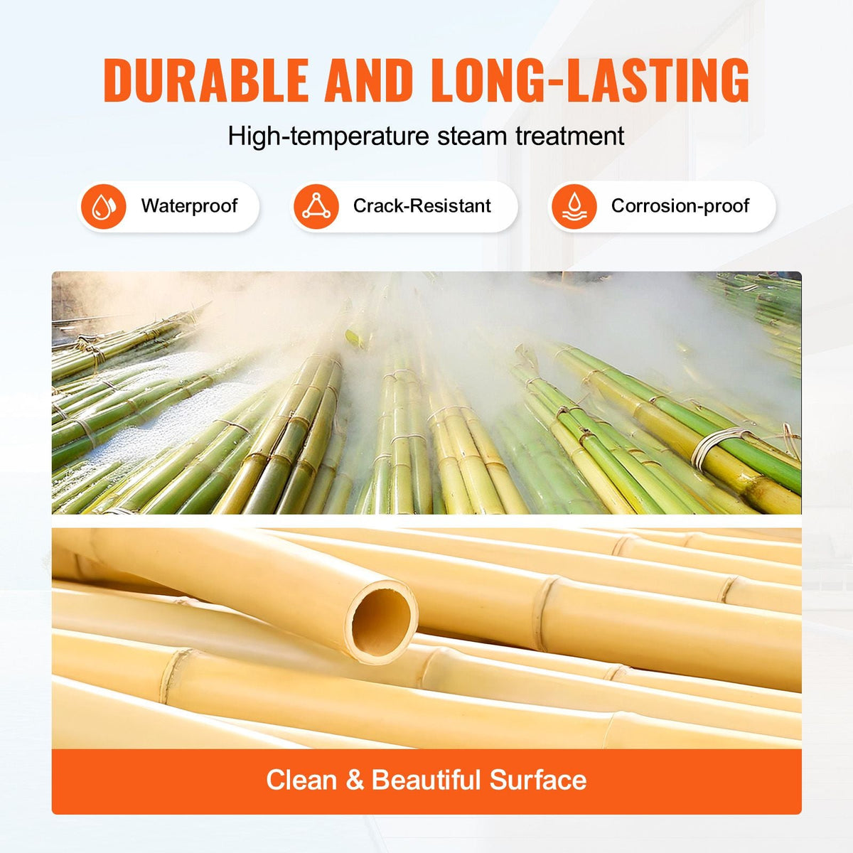Natural Rolled Bamboo Fence, Eco-Friendly Bamboo Privacy Fence 6 ft H x 8 ft L x 0.75 in D. , Decorative Bamboo Privacy Screen for Garden, Backyard, Balcony, Patio, Pool Side