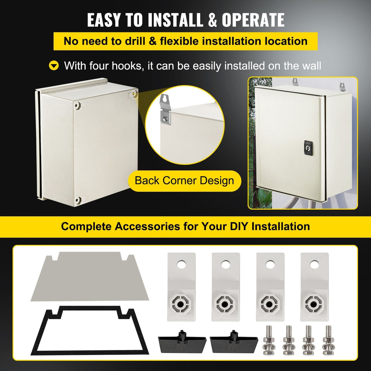 NEMA Electric Box, 12x10x6'' NEMA 4X Fiberglass Electric Enclosure, IP66 Water & Dust Resistant, Suitable for Both Outdoor & Indoor Use, Includes Mounting Plate (30x25x14 cm)