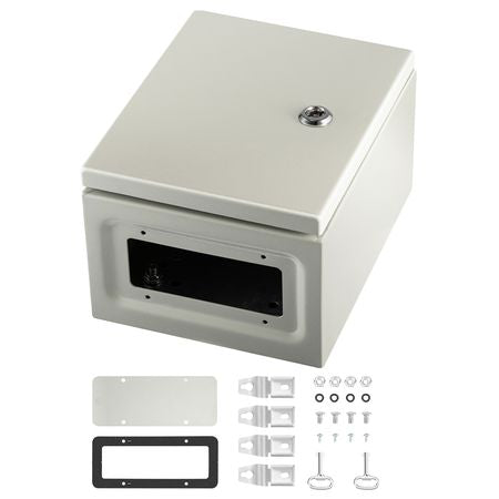 NEMA Metal Case, 10 x 8 x 6'' NEMA 4X Metal Electric Enclosure, IP66 Water & Dust Resistant, Suitable for Both Outdoor & Indoor Use, Includes Mounting Plate