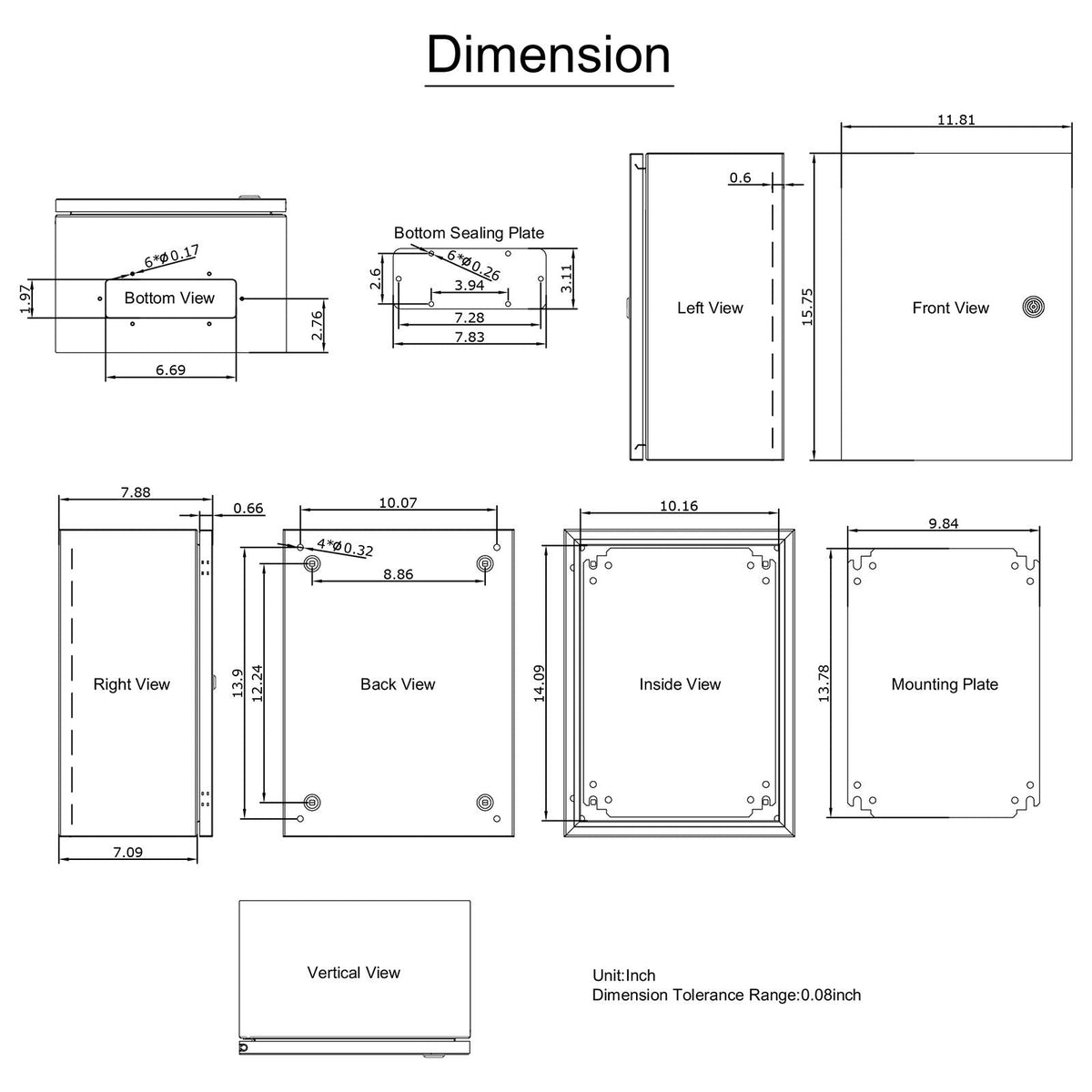 NEMA Stainless Steel Enclosure, 16 x 12 x 8\'\' NEMA 4X Steel Electrical Box, IP66 Waterproof & Dustproof, Outdoor/Indoor Electrical Junction Box, with Mounting Plate