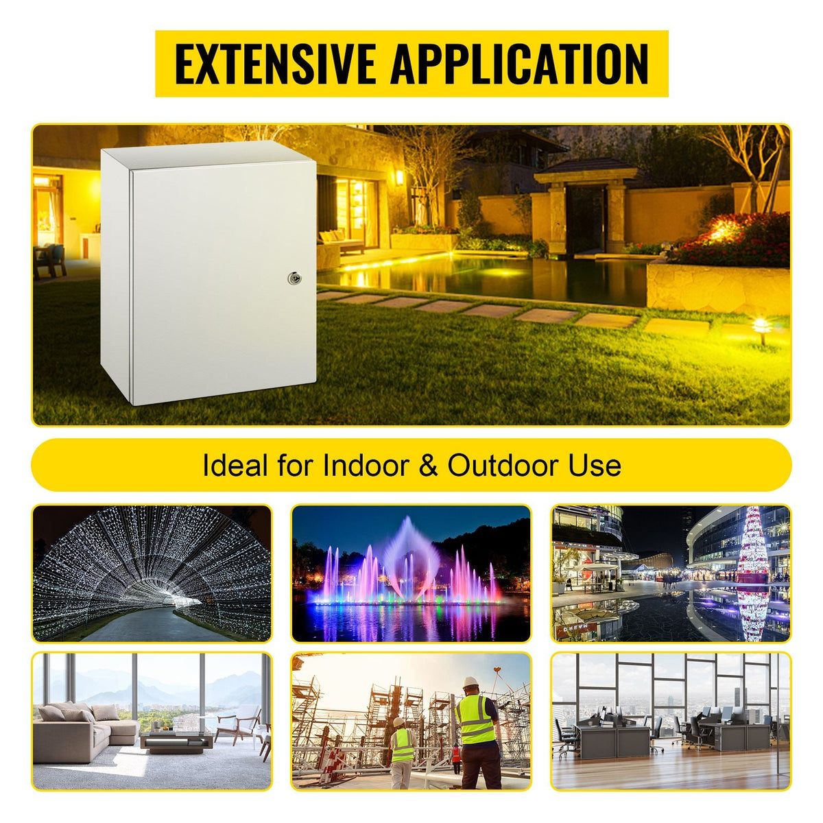 NEMA Steel Case, 20x16x8'' NEMA 4X Metal Electric Enclosure, IP66 Water & Dust Resistant, Suitable for Both Outdoor & Indoor Use, Includes Mounting Plate