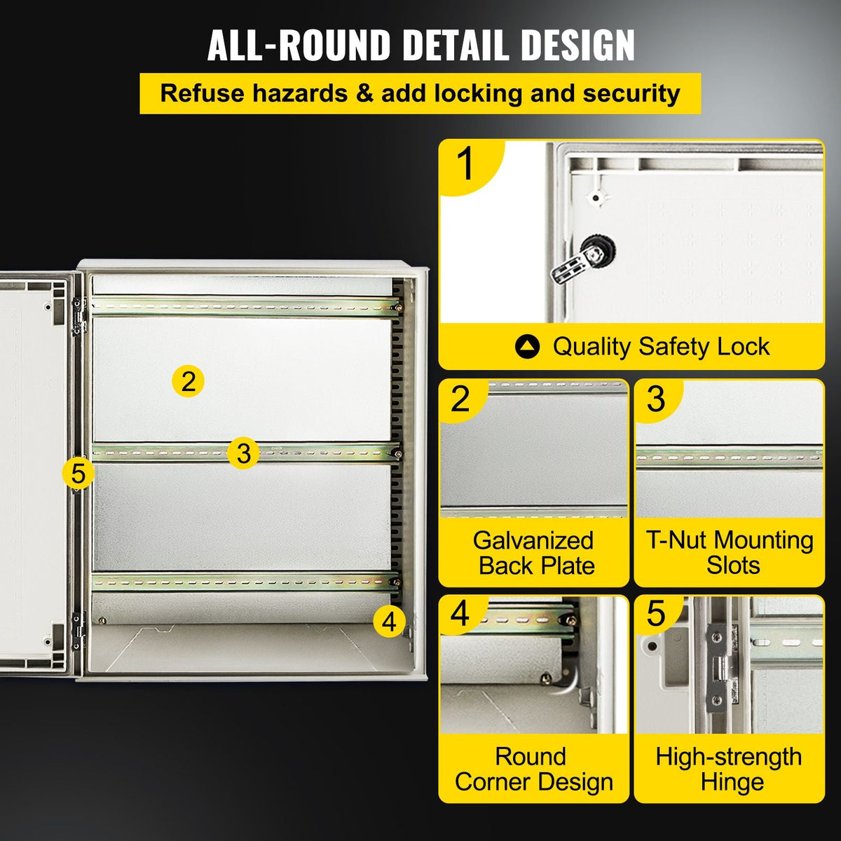 NEMA Steel Case, 24x20x9'' NEMA 4X Fiberglass Electric Enclosure, IP66 Water & Dust Resistant, Suitable for Both Outdoor & Indoor Use, Includes Mounting Plate (60x50x23 cm)