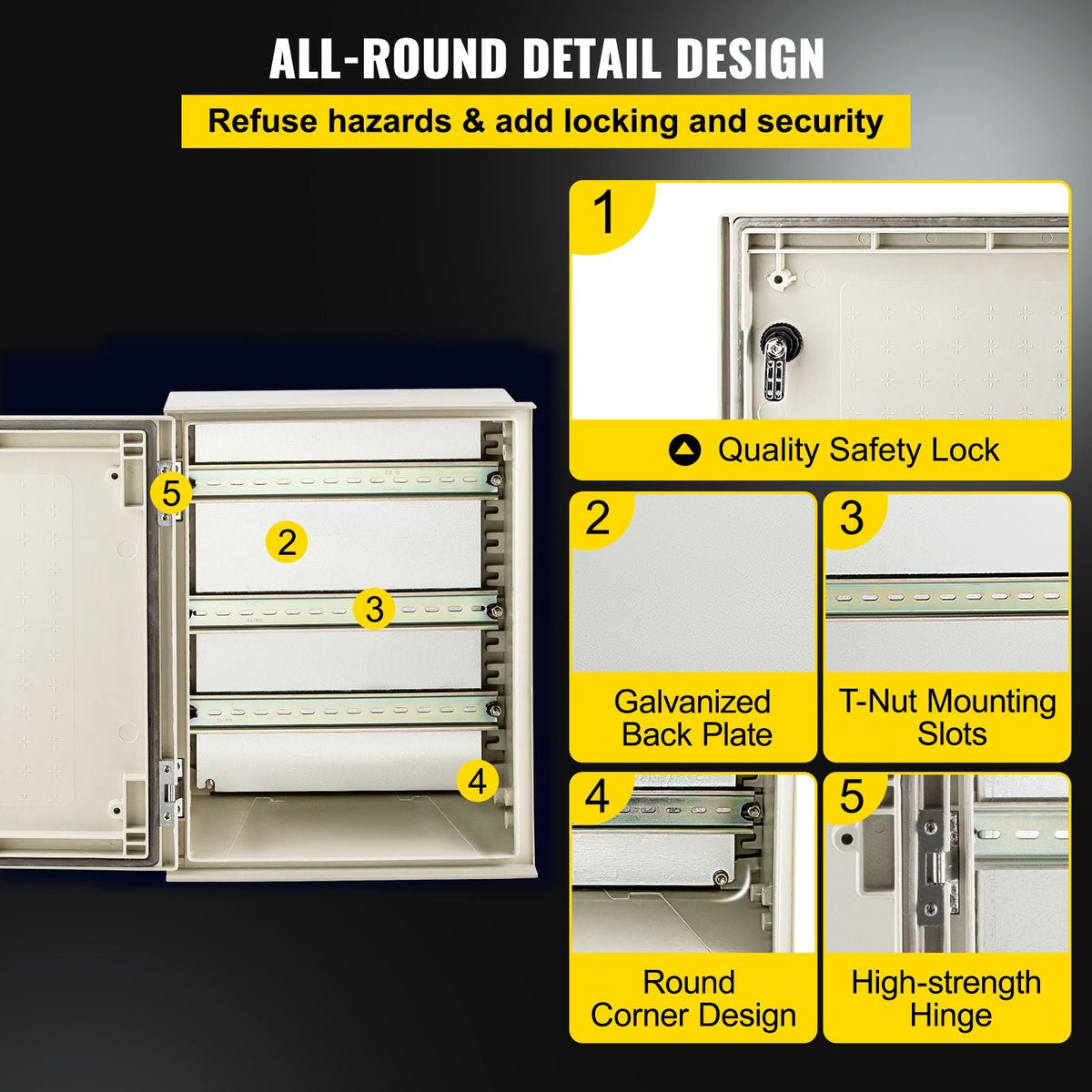 NEMA Steel Enclosure, 16 x 12 x 8\'\' NEMA 4X Fiberglass Electrical Box, IP66 Waterproof & Dustproof, Outdoor/Indoor Electrical Junction Box, with Mounting Plate(40 x 30 x 20 cm)